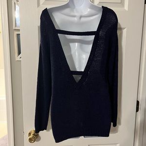 Navy Oversized Sweater with open back